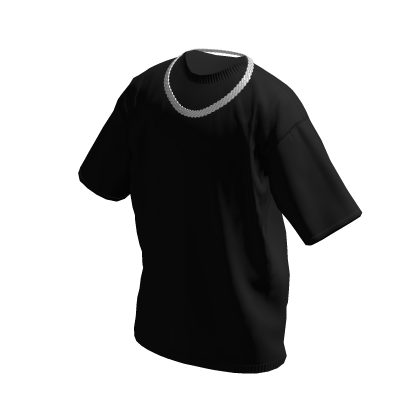 Black T-Shirt w/ Silver Iced Out Cuban Chain