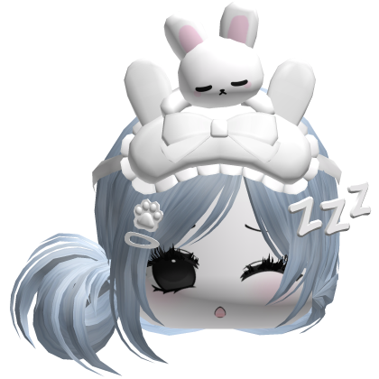 Kawaii Moe Sleepy Cute Bunny Anime Hair Sky Blue
