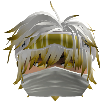 Spiky Hair w/ Mask & Ski Goggles - White Yellow