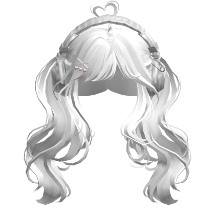 Cute Wavy Pigtails w/Headphonnes (White)