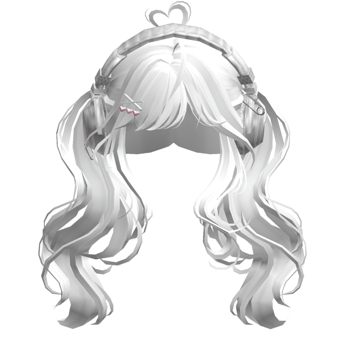 Cute Wavy Pigtails w/Headphonnes (White)