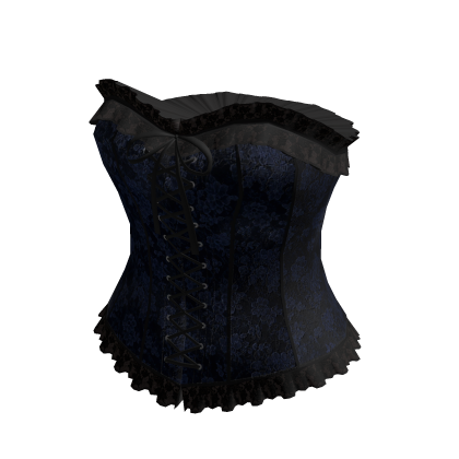 Floral Lace-Up Corset Top (Navy)