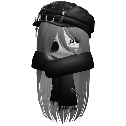 emo gloomy moe girl w beret + scarf dusty grey