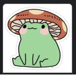 Cute fluffy mushroom frog