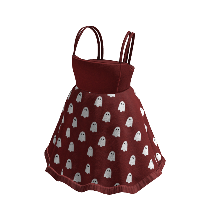 Strappy Dress with Ghost Print (Red)