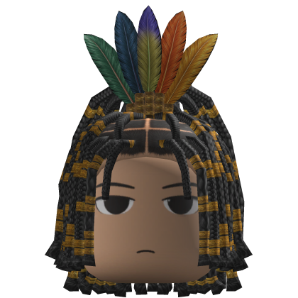 Braided Hair w/ Feather Headdress (Black/Yellow)