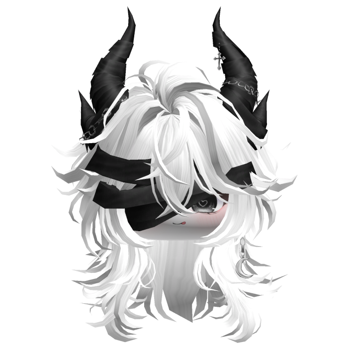 Horned Anime Demon Wolfcut (White)