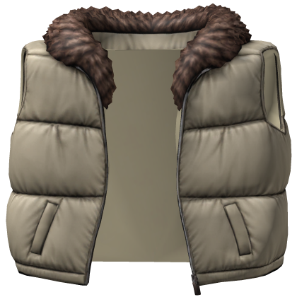 Puffer Vest With Fur Tan