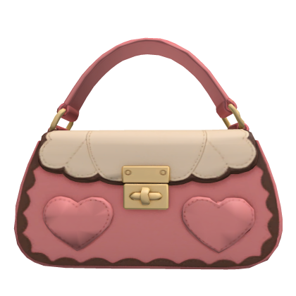 Pink cream brown heart shoulder bag