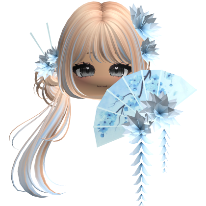 Side Ponytail w/ Cherry Blossoms & Fan