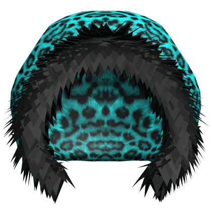 Cyan Fluffy Leopard Hood