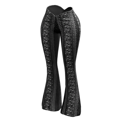 Flared Paisley Pants Gray Y2K Baddie Summer Tight thumbnail
