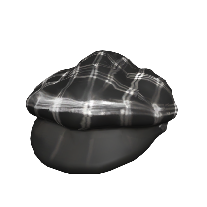 Black plaid Beret Cap (add on for hair) Roblox item