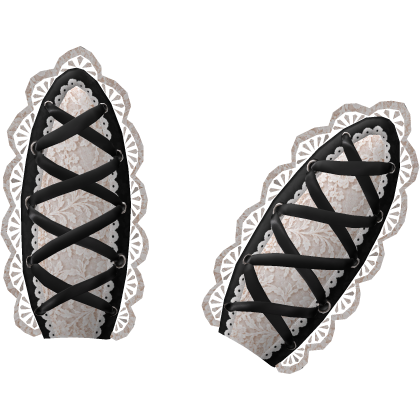 Black & White Lace-Up Bunny Ears Roblox item
