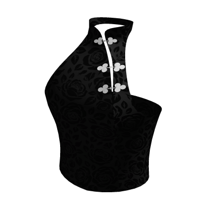 sleeveless floral oriental tank crop top black thumbnail
