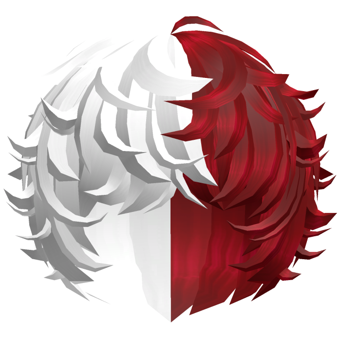 cute kawaii red&white messy swirly curly fluffy