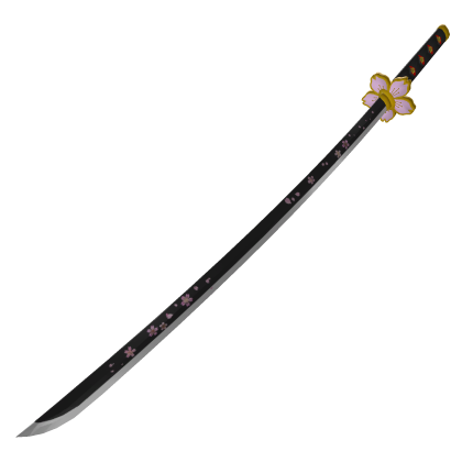 Black Japanese Sword with Sakura Design[Body Back]