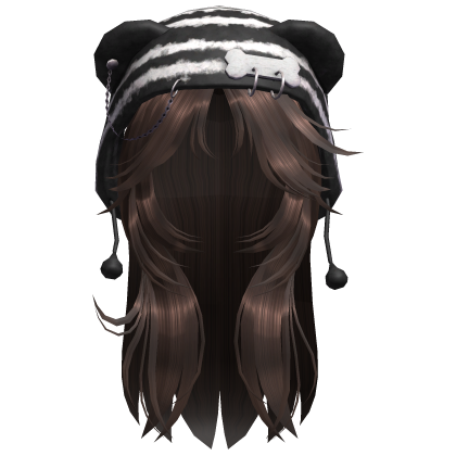 💙 Black & White Y2K Bear Hat Brown Hair Roblox item