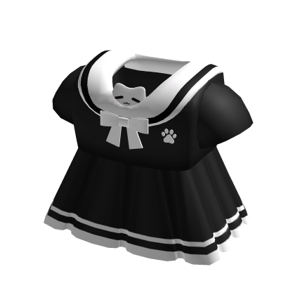 ꒰♡꒱ kawaii black kitty cat sailor top dress