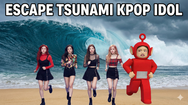 Escape Tsunami Kpop idol Jennie 🌊🎵 screenshot 2