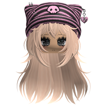 Emo Kawaii Skull Beanie W/ Wolfcut Ash V4
