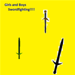 Girls and Boys Swordfighting
