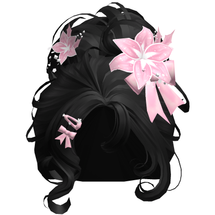 ♡ Christmas Flowery Bun Updo (Black)