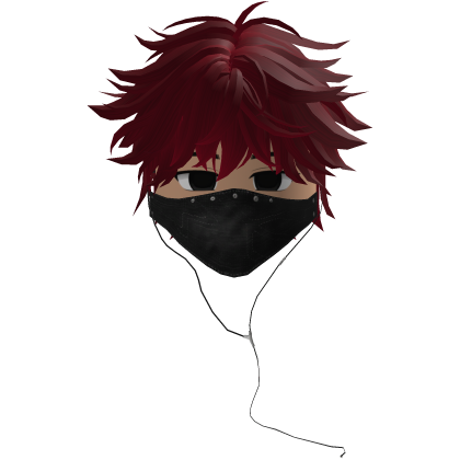 Cute Emo Boy Headphones Mask Black Y2K (red)