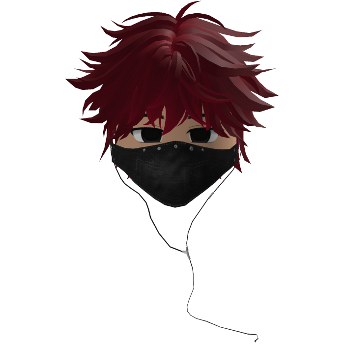 Cute Emo Boy Headphones Mask Black Y2K (red)