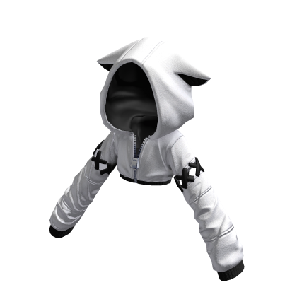 Crop Kitty Hoodie Reverse Monochrome thumbnail