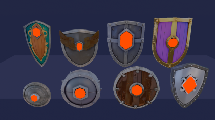 Shield Weapon Pack x40 Glowing Knight Round Kite preview 2