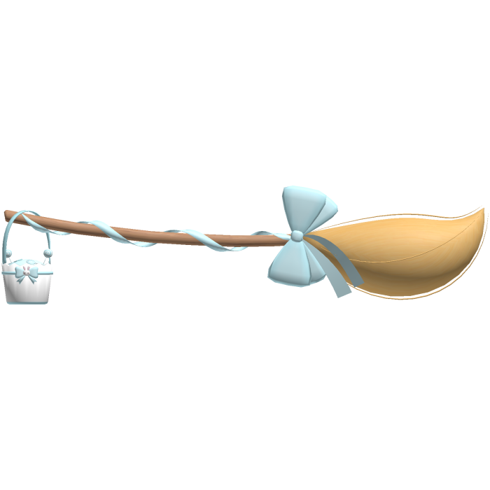 ✙ | cutesy floating blue halloween witch broom
