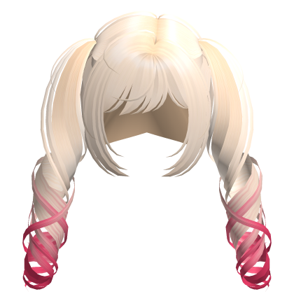 ♡ Long Cute Curly Blonde Pink Mercy Moe Pigtails Roblox item