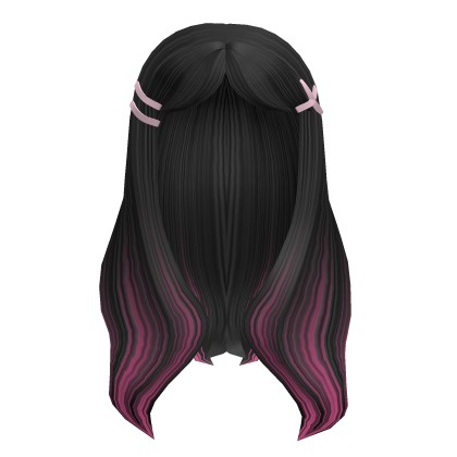 Roblox Item Pixie Blowout Clipped Hair (black and pink)