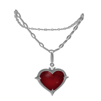 Ruby Red Heart Y2K Silver Chain Necklace