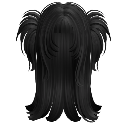 Scene Messy Long Hair With Pigtails (Black) Roblox item