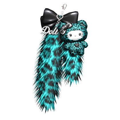 Teal Scene Kitty Plushie Fur Keychain (Right) thumbnail