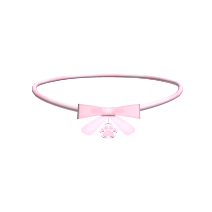 ♡ : cute pink bow paw necklace🐾 Roblox item