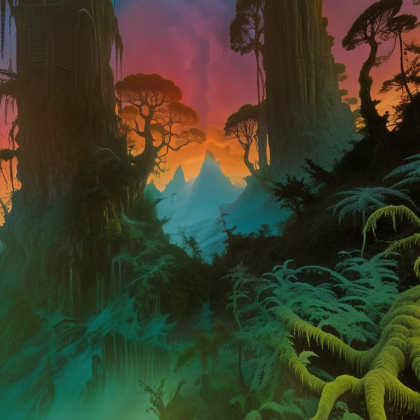 Dark Fantasy Tree Sunset Sky