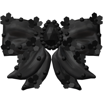 Black Floral Ribbon Diamond Glazed Hair Bow  Roblox item