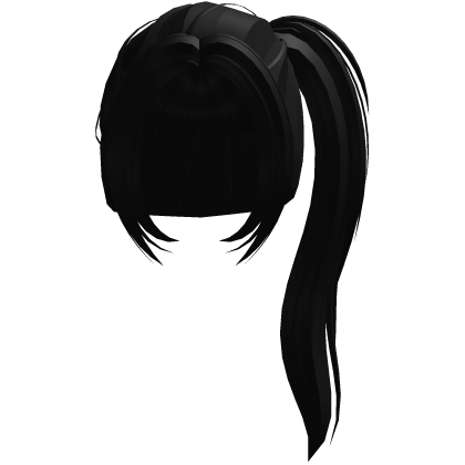 ♡ wispy straight cute side ponytail black Roblox item