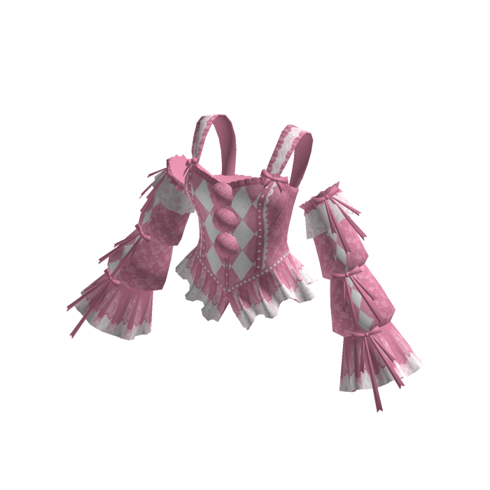 Coquette Corset Top w/ Sleeves (Pink N White)
