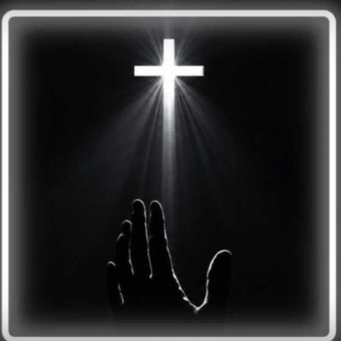 Jesus Cross Luminous Neon Heaven Black Background 