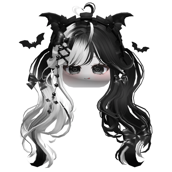 Goth Wavy Pigtails w/Headband (White&Black)