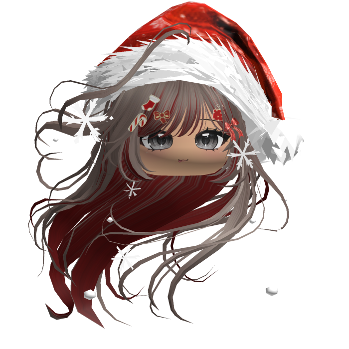 Windy Anime Hair w/Santa Hat (Brown&Red)