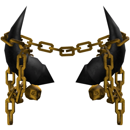 Black & Gold Gothic Skull Chained Horns  Roblox item