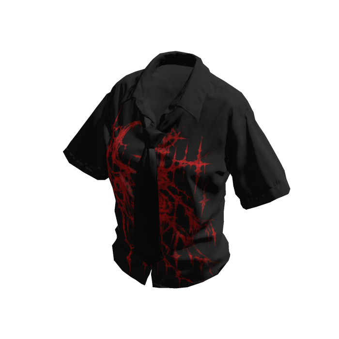 Black Red Sigil Buttoned Up Shirt w/ Black Tie