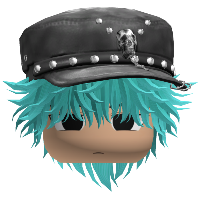Fluffy Emo Black Beret Y2K Boy Hair (Cyan)