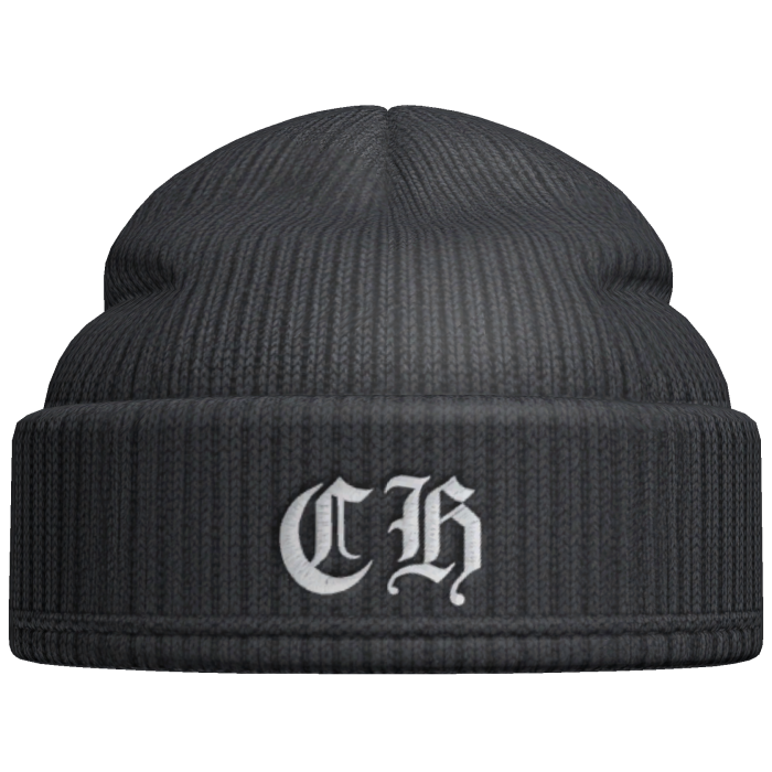 Black Gothic Knit Beanie Streetwear Hat
