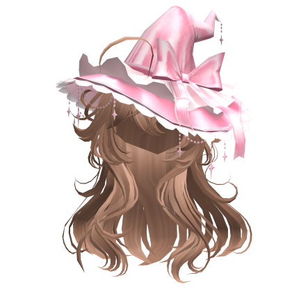 Anime Girl Hair w/Witch Hat (Strawberry) Roblox item